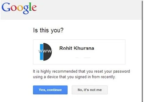 lanjutkan untuk reset kata sandi gmail
